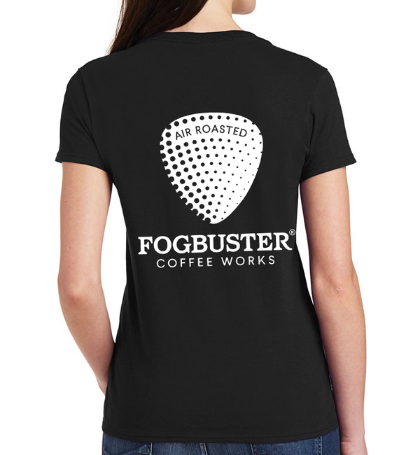 Black, 100% cotton T-shirt, with white