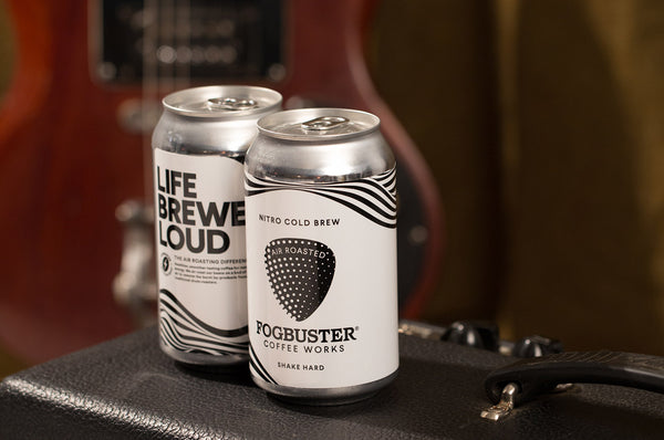 Fogbuster. Fogbuster Coffee. Air Roasted Coffee. Gourmet, Air-Roasted, Nitro Cold-Brew Coffee, Low Calorie, 5 Calories per 12oz can, Smooth Coffee